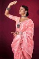 Pink Banarasi silk Saree with Weaving