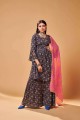 Navy blue Printed Rayon Palazzo Suit