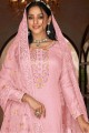 Salwar Kameez in Georgette Pink with Embroidered