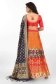 Orange Lehenga Choli in Banarasi silk with Weaving