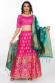 Lehenga Choli in Pink Banarasi silk with Weaving