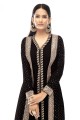 Black Anarkali Suit in Embroidered Georgette