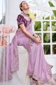 Purple Organza Saree with Embroidered