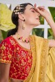 Embroidered Organza Yellow Saree with Blouse