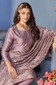 Purple Salwar Kameez with Embroidered Silk