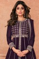 Embroidered Georgette Purple Anarkali Suit with Dupatta