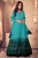 Sky blue Anarkali Suit in Georgette with Embroidered