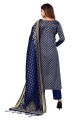 Weaving Banarasi silk Salwar Kameez in Blue with Dupatta