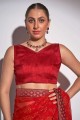 Embroidered,printed,lace border Georgette Saree in Red