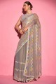 Saree in Georgette Grey with Embroidered