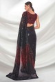 Saree in Georgette Black with Embroidered