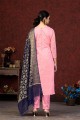 Salwar Kameez in Weaving Pink Banarasi silk