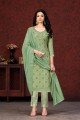 Printed Silk Salwar Kameez in Green with Dupatta