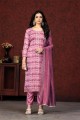 Silk Salwar Kameez in Pink with Printed