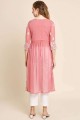 Georgette Frock Kurti with Embroidered in Peach