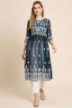 Georgette Frock Kurti with Embroidered in Teal blue