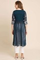 Georgette Frock Kurti with Embroidered in Teal blue