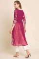 Pink Georgette Frock Kurti with Embroidered