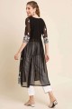 Black Frock Kurti in Georgette with Embroidered