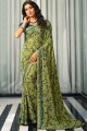 Georgette Saree in Pista with Printed,lace border