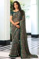 Georgette Saree in Grey with Printed,lace border