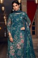 Blue  Georgette Palazzo Suit with Printed