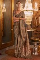Brown Saree in Handloom silk with Weaving