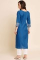 Cotton Morpeach  Straight Kurti in Embroidered
