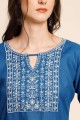 Cotton Morpeach  Straight Kurti in Embroidered