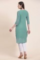 Straight Kurti in Pista  Georgette with Embroidered