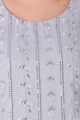 Embroidered Georgette Straight Kurti in Grey