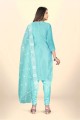Blue Salwar Kameez in Organza with Embroidered