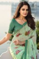 Grey Saree in Printed,lace border Georgette