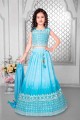 Georgette Lehenga Choli in Sky blue with Embroidered