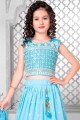 Georgette Lehenga Choli in Sky blue with Embroidered