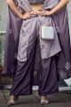 Purple Indo Western Kurti in Embroidered Chinon chiffon