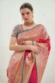 Weaving Pink Banarasi silk Banarasi Saree