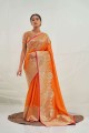 Weaving Orange Banarasi silk Banarasi Saree