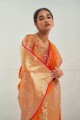 Weaving Orange Banarasi silk Banarasi Saree