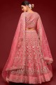 Pink Wedding Lehenga Choli in Embroidered Soft net