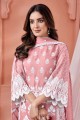 Embroidered Organza Pakistani Suit in Peach with Dupatta