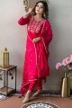 Pink Salwar Kameez in Viscose with Embroidered