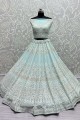 sky Blue Net Wedding Lehenga Choli with Thread