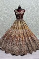 Golden Embroidered Bridal Lehenga Choli in Velvet