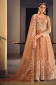 Brown Anarkali Suit in Embroidered Net