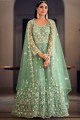 Anarkali Suit Embroidered in Green Net