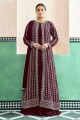 Maroon Georgette Anarkali Suit with Embroidered