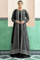 Georgette Embroidered Anarkali Suit in Black with Dupatta