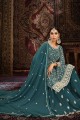 Teal  Embroidered Sharara Suit in Georgette