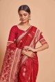 Cotton Red Saree with Weaving